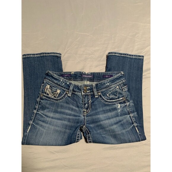 Vigoss Blue Silver Capri Pants with Contrast Stitching Size 1 - Picture 7 of 15